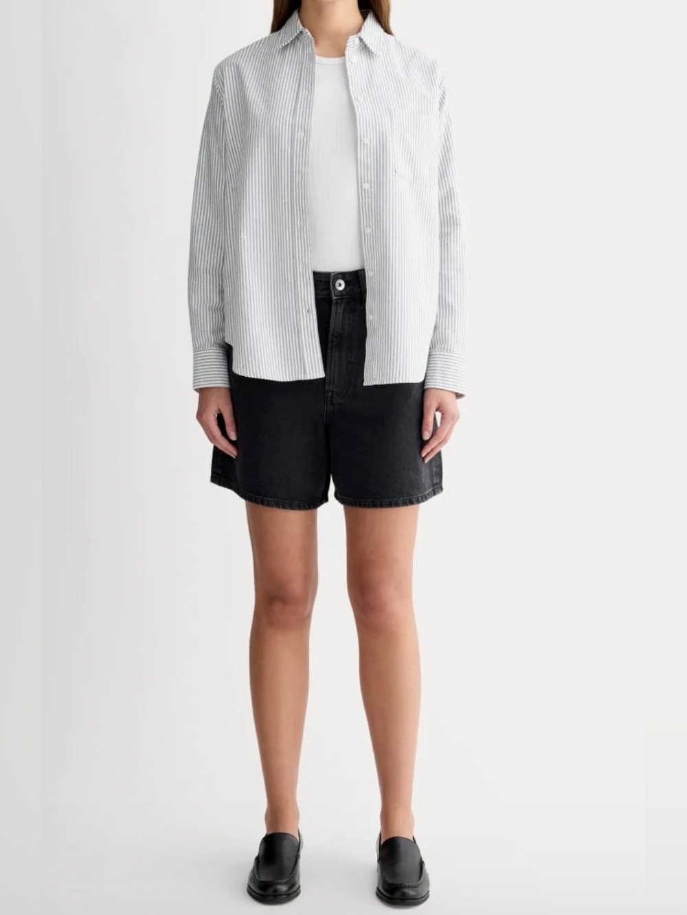 Everlane Stripe Silky Cotton Relaxed Oxford Button Down Top